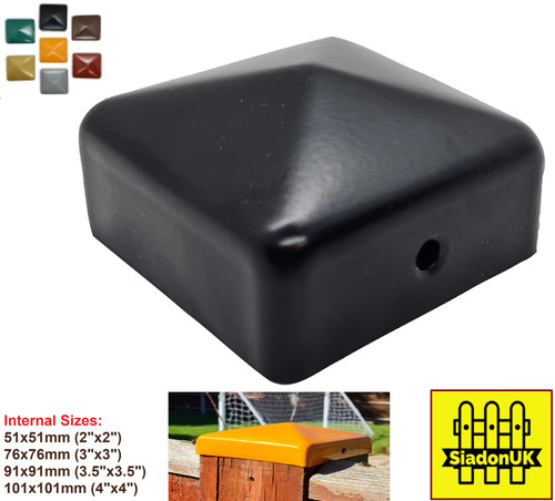 Solid metal fence post caps - solid,